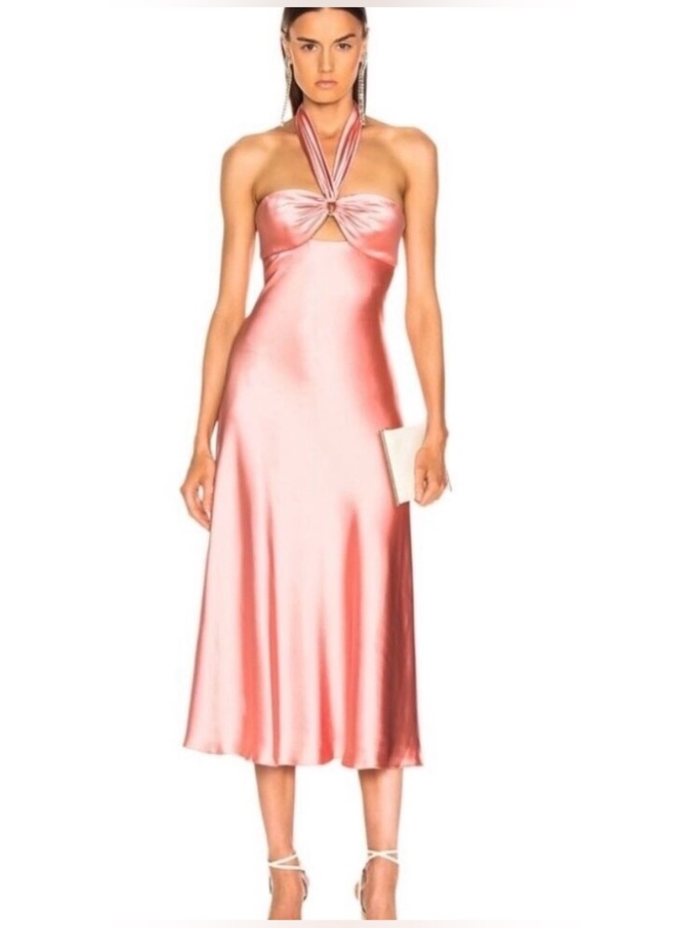 NWT Jonathan Simkhai Rose Pink Satin Halter Dress | Size 0